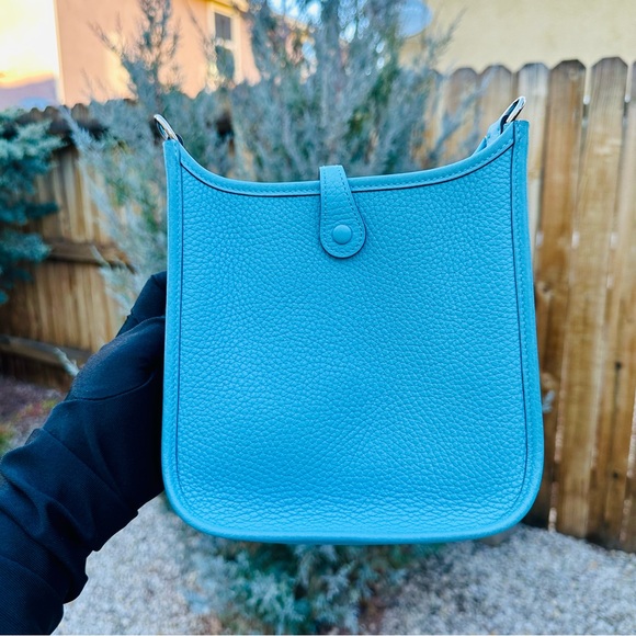 Hermes Evelyne 16 Mini TPM Clemence Palladium Hardware Bleu de Nord Stamp Z - Picture 3 of 13